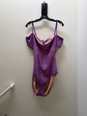 J Crew One Piece Purple Swim Suit Cut Out 22 3X